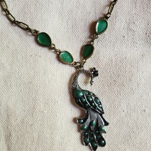 Peacock necklace and earrings